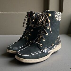 Sperry Leopard High Ankle black boots 7.5